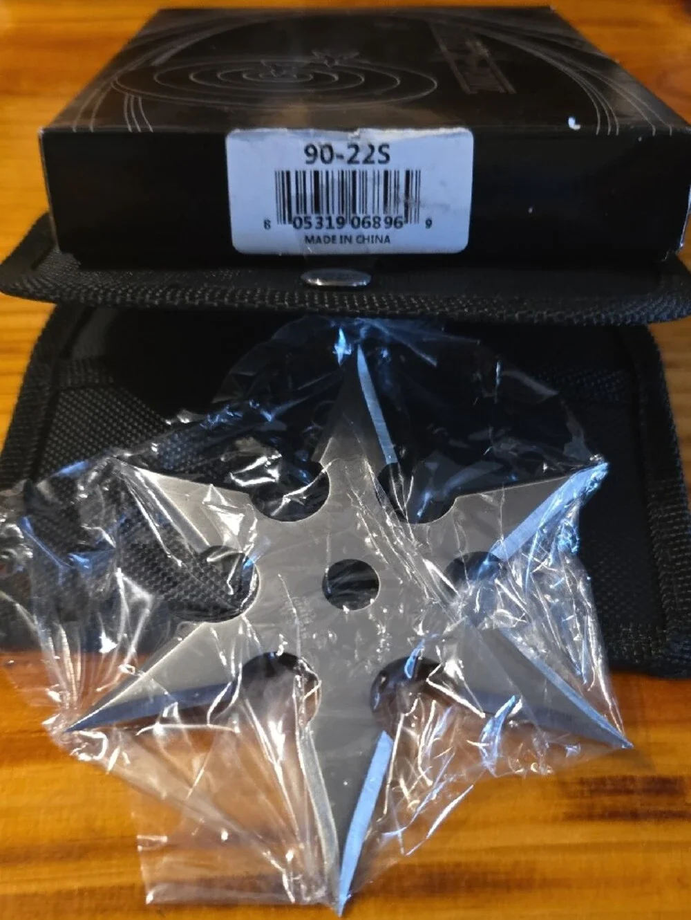 Black Throwing Star with Black Carry Pouch